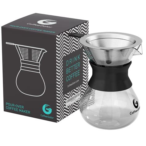 Pour Over Coffee Brewer Set Stainless Steel Filter Borosilicate