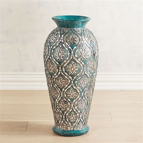 Pier 1 Imports Teal And Silver Mosaic Floor Vase Vase Floor Vase Vases Decor