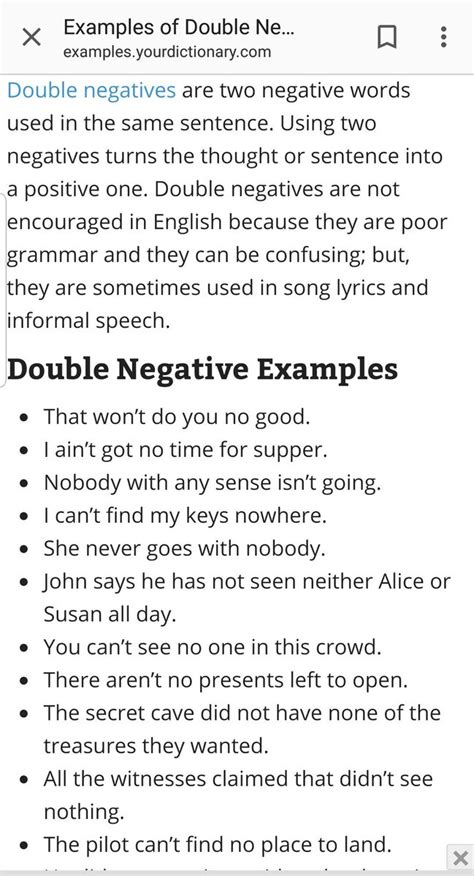 Negatives And Double Negatives What They Are With Examples