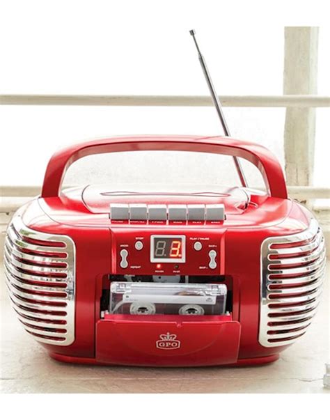 Gpo Retro Pcd 299 3 In 1 Cassette Tape Cd Player And Radio In Red