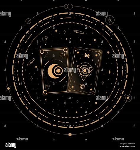 Divination Tarot Cards On Black Background Fortune Telling Tarot