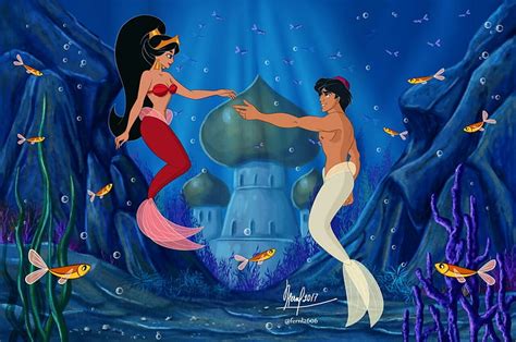 Aladdin And Jasmine Under The Sea Disney Aladdin Mermaid Merman Hd Wallpaper Peakpx