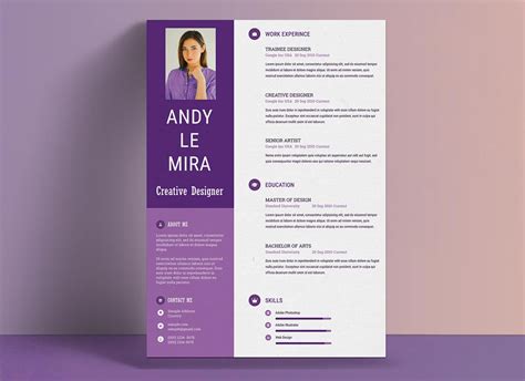 Impressive Purple Color Resume Template Free In 2024 Resumekraft