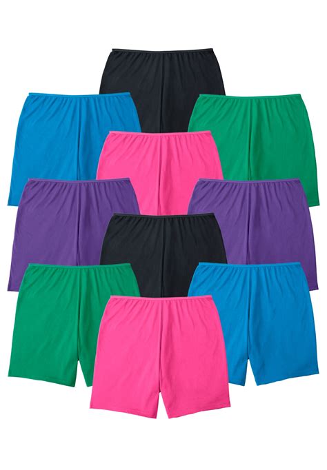 Comfort Choice Women S Plus Size Cotton Boxer 10 Pack Underwear