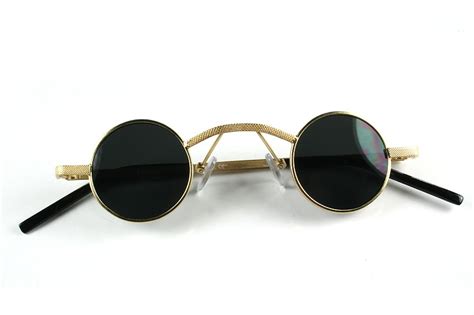 Round Gold Metal Sunglasses Retro Victorian Goth Steampunk Polarized