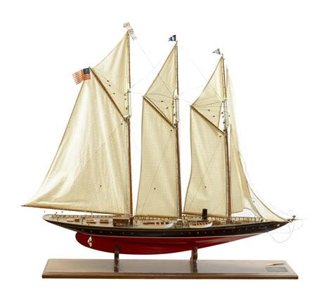 Lot Model Of The Three Masted Schooner Atlantic Displayed On A Wooden