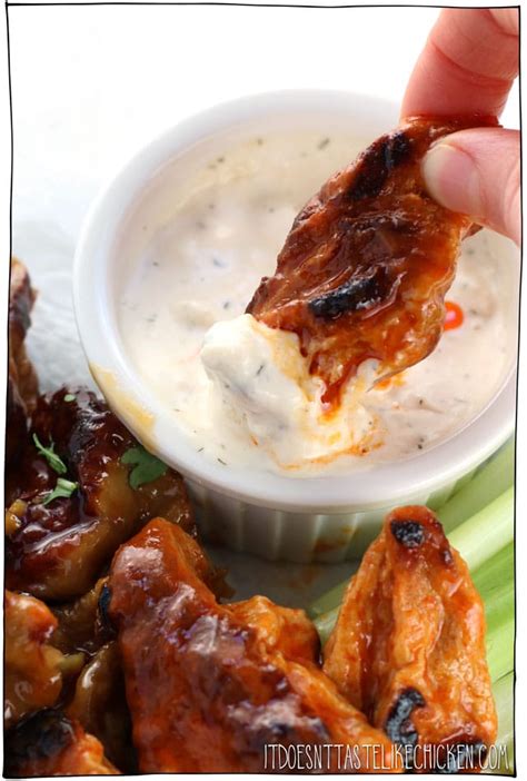 The classic honey hot wings and a vegetarian seitan version. Vegan Seitan Bites - Sticky Garlic & Buffalo • It Doesn't ...