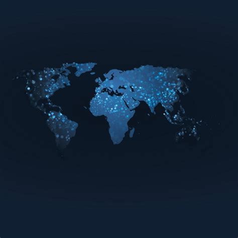 World Map With Dark Blue Background Vector Vector