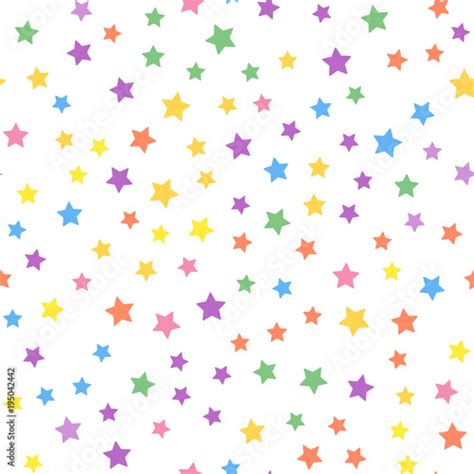 Seamless Geometric Pattern From Stars Multi Colored Stars On A White