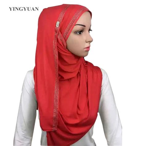 Cj62 Fashion Muslim Hijabs Hot Fix Women Scarf Bandana Rhinestone Cozy Ladies Scarves High