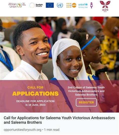 Opportunities For Youth On Twitter Apply To Become Saleema Young Ambassadors And Join The