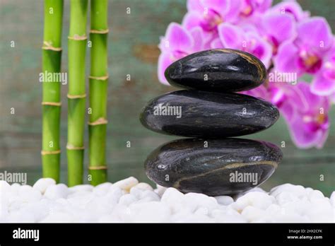 Stacked Stones In Japanese Zen Garden Stock Photo Alamy