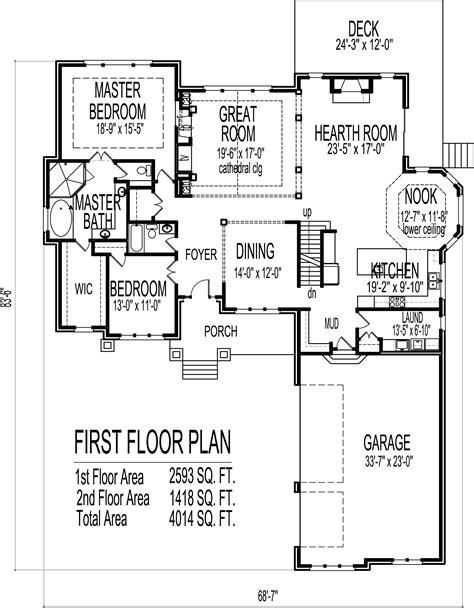 2 Story House Floor Plans 6 Bedroom Craftsman Home Design With Basement