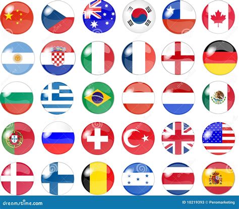 Big Set Of National Flag Buttons Stock Illustration Illustration Of