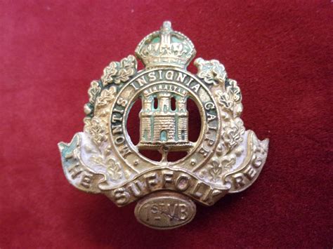 Suffolk Regiment 1st Volunteer Battalion Wwi Cap Badge Brass Some
