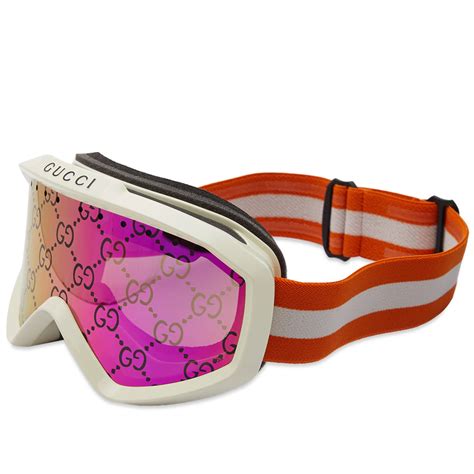 Gucci Eyewear Gg1210s Ski Goggles Ivory Orange And Pink End Global