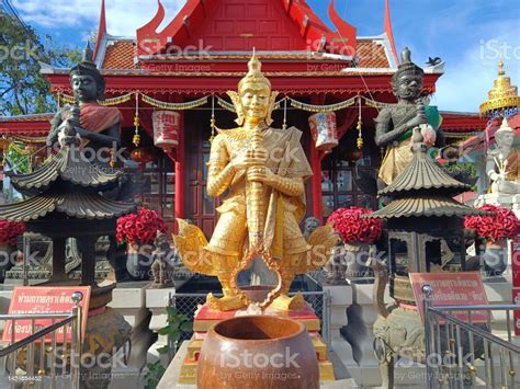 Front View Thao Wessuwan At Chulamanee Temple On Church And Sky