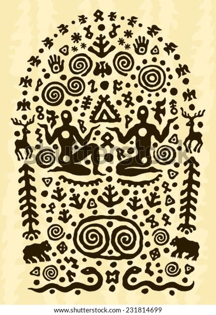 Ethnic Tribal Native Prehistoric Couple Symbol Stock Vector Royalty