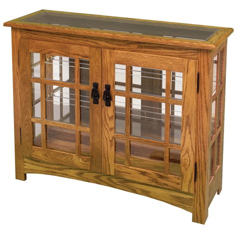 The amish mccoy curio cabinet has two absolutely beautiful leaded glass doors. Mission Small Console Curio Cabinet from DutchCrafters ...
