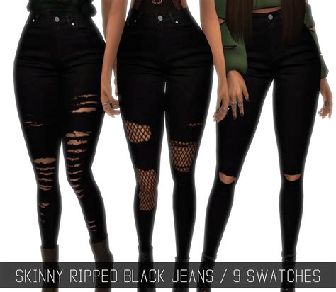 Skinny Ripped Black Jeans Sims4 Cc Hosen Frauen Sims4 Clothes Sims