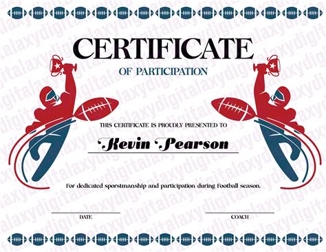 Football Certificate Of Participation Printable Football Certificate
