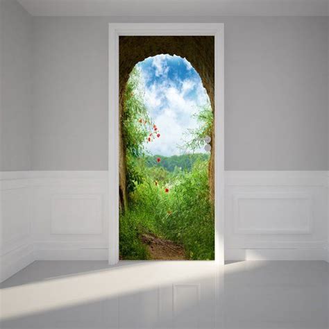Door Wall Sticker The Light End Of The Cave Peel And Stick Etsy Mural