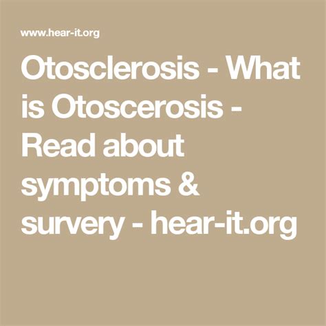 Otosclerosis What Is Otoscerosis Read About Symptoms And Survery