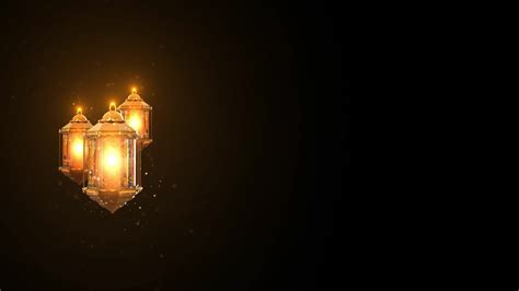 Ramadan Arab Golden Lantern On A Black Background With Particles 3d