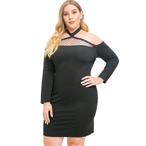 Women Plus Size 5xl Mesh Panel Bodycon Dress Sexy Club Party Dresses Lace Long Sleeves Belted