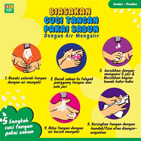 Cuci tangan harus pakai sabun dengan air mengalir, karena dengan memakai sabun dapat membersihkan tangan dari kotoran yang mengandung 6 langkah cuci tangan yang benar yaitu : Biasakan cuci tangan pakai sabun yuk!!! | Mencuci tangan, Cucian, Sabun