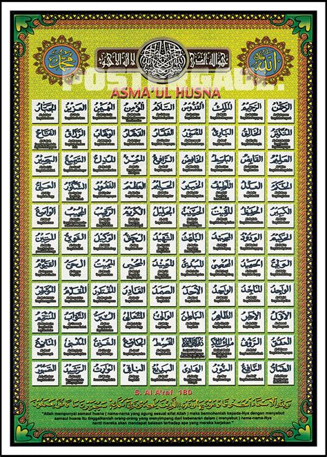 Sejumlah 99 nama allah tersebut menunjukkan bukti. Jual Poster Kaligrafi Islam: Asmaul Husna #02 - Size Jumbo ...