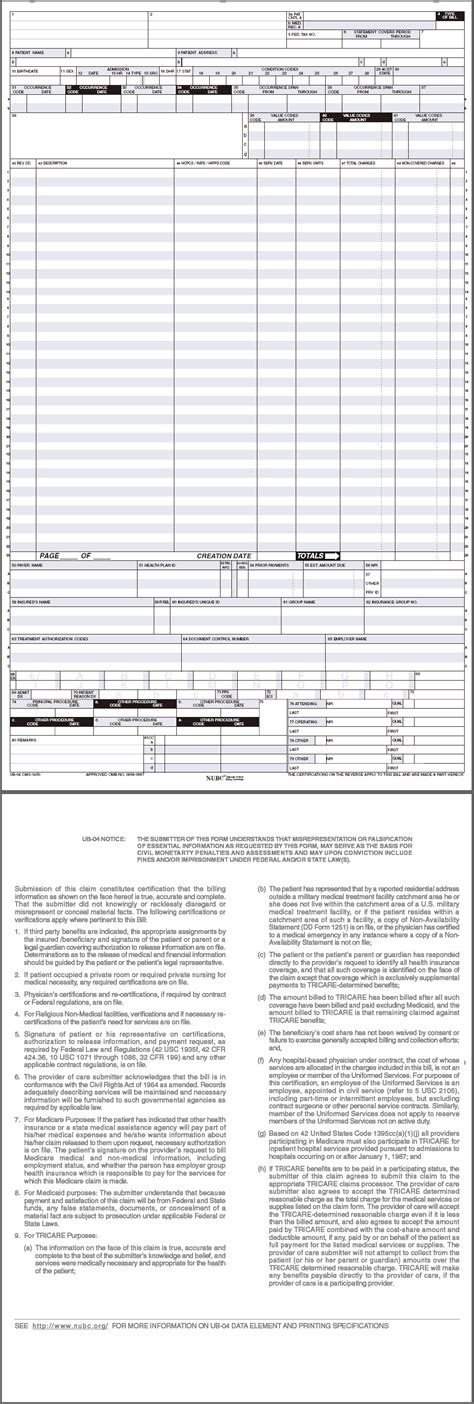 Ub 04 Form Sample Fill Out And Sign Printable Pdf Tem