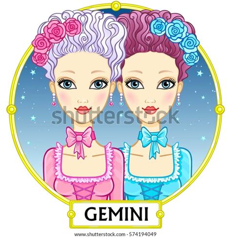 Zodiac Sign Gemini Fantastic Princess Animation Portrait Background