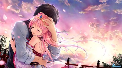 Hd Wallpaper Girl Romance Anime Art Guy Two Hug Tsukisome Well Kouki Wallpaper Flare
