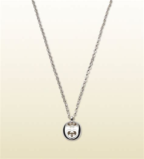 Gucci Heart Shaped Interlocking G Pendant Necklace In Silver Metallic