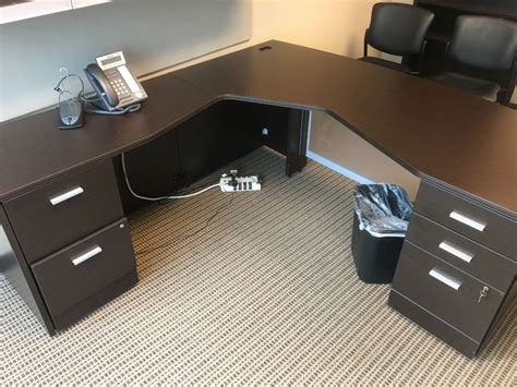 Modern industry l shape reclaimed wood desk. Used Office Desks : 6 1/2 x 6 L-Shaped Desk By Global at ...