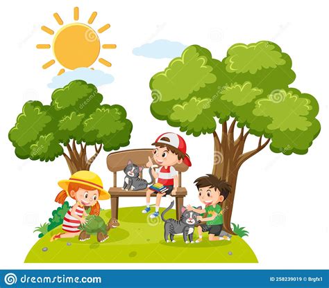 Children Outdoor Scene Isolated Stock Vector Illustration Of Natural