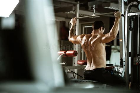 Fitness In Gym Sport And Healthy Lifestyle Concept Handsome Athletic Man With Naked Torso