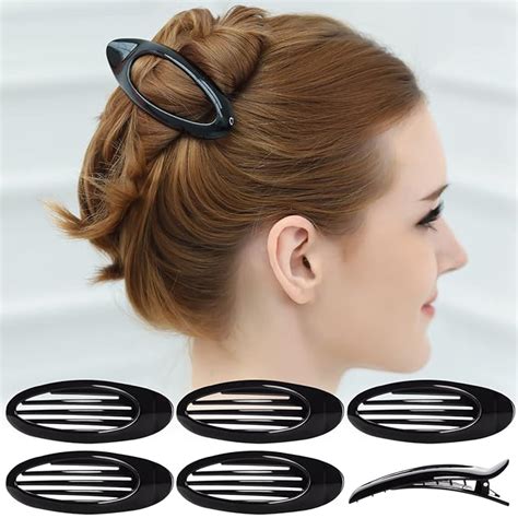 rc roche ornament 6 pcs hair clip classic oval side opening slide plastic curve