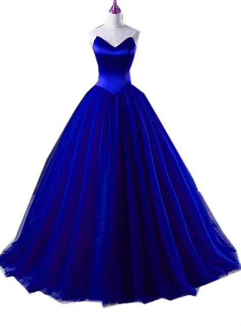 Royal Blue Satin And Tulle Ball Formal Gown Sweet 16 Gowns Blue Party