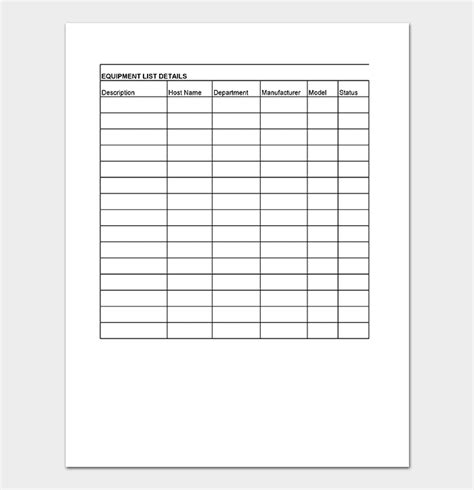 Asset List Template 18 Examples For Word Excel Pdf Format
