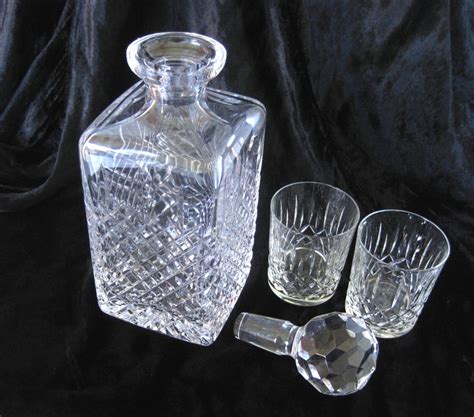 Vintage Hand Cut Lead Crystal Whisky Decanter And Two Free 4
