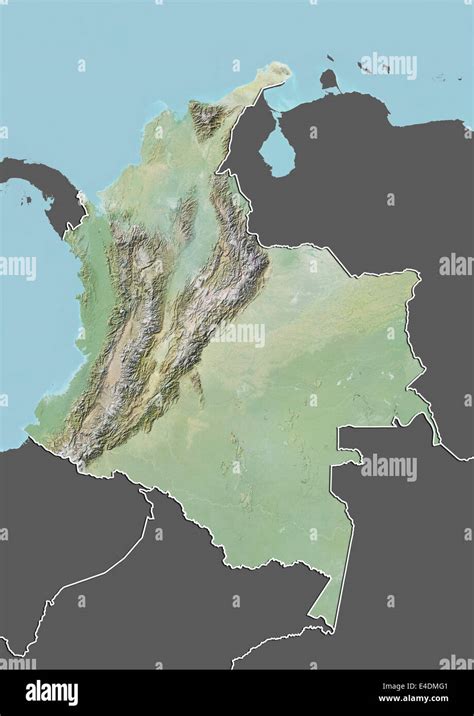 Colombia Relief Map With Border And Mask Stock Photo Alamy
