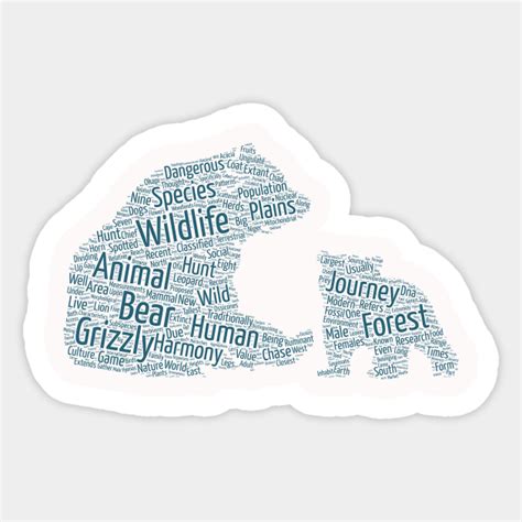 Bear Animal Wildlife Text Word Cloud Animal Bear Sticker Teepublic