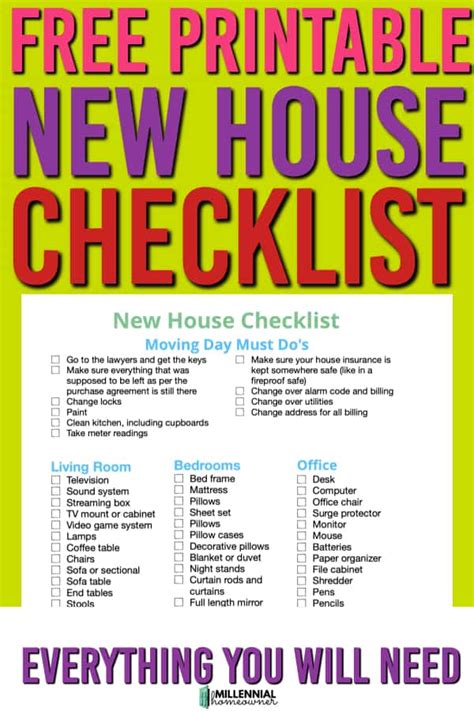 Printable New House Checklist