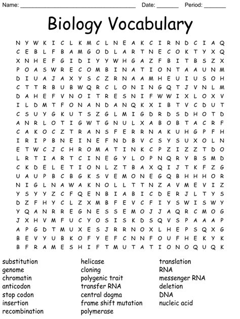 Biology Vocabulary Word Search Wordmint
