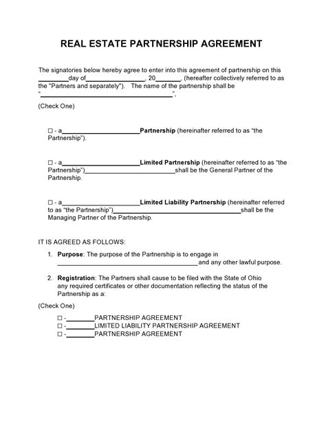 30 Best Real Estate Partnership Agreement Templates Word
