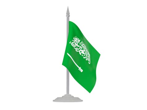 Flag With Flagpole Illustration Of Flag Of Saudi Arabia