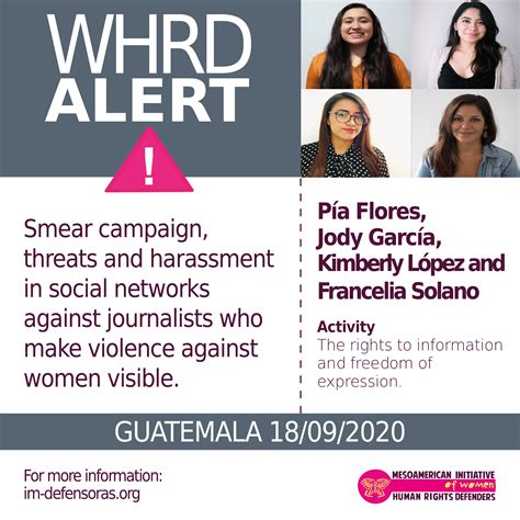 Whrd Alert Guatemala Smear Campaign Threats And Harassment In