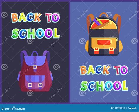 Back To Schools Bags Satchels Vector Illustration Stock Vector
